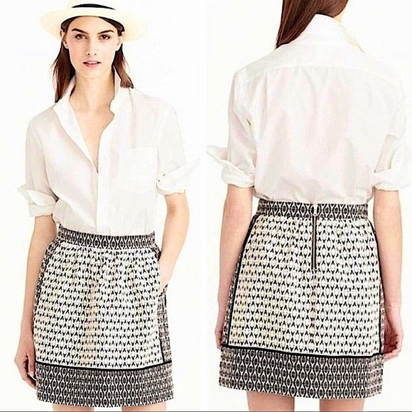 J Crew Black and Off White Jacquard Mini Skirt Size 4 - Picture 3 of 11